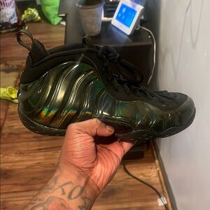 Black and Iridescent Foamposite Sneakers